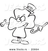 Vector of a Cartoon Presenting St Patricks Day Clover - Coloring Page Outline by Toonaday
