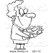 Vector of a Cartoon Proud Granny - Outlined Coloring Page by Toonaday