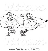 Vector of a Cartoon Pumped Bodybuilders - Coloring Page Outline by Toonaday