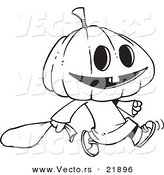 Vector of a Cartoon Pumpkin Head Trick or Treater - Outlined Coloring Page by Toonaday