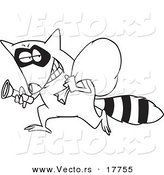 Vector of a Cartoon Raccoon Thief - Outlined Coloring Page by Toonaday