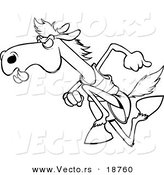 Vector of a Cartoon Racing Horse - Outlined Coloring Page by Toonaday