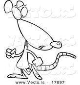 Vector of a Cartoon Rat Looking Back - Coloring Page Outline by Toonaday