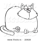Vector of a Cartoon Really Fat Cat - Coloring Page Outline by Toonaday