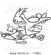 Vector of a Cartoon Rebel Boy Running - Coloring Page Outline by Toonaday