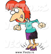 Vector of a Cartoon Red Haired White Businesswoman in Tiny Shoes by Toonaday
