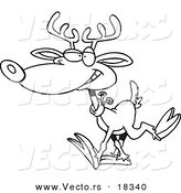Vector of a Cartoon Reindeer Walking - Outlined Coloring Page by Toonaday