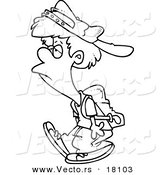 Vector of a Cartoon Reluctant School Boy Walking - Outlined Coloring Page by Toonaday