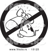 Vector of a Cartoon Restricted Dog Sign - Coloring Page Outline by Toonaday