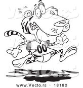 Vector of a Cartoon Retreating Tiger - Outlined Coloring Page by Toonaday