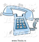 Vector of a Cartoon Ringing Blue Desk Phone by Toonaday
