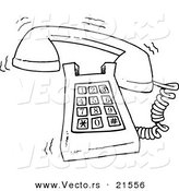 Vector of a Cartoon Ringing Desk Phone - Outlined Coloring Page by Toonaday