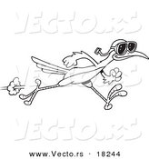 Vector of a Cartoon Roadrunner Wearing Goggles - Outlined Coloring Page by Toonaday