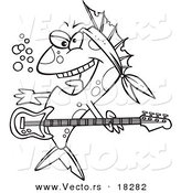 Vector of a Cartoon Rocker Fish - Outlined Coloring Page by Toonaday