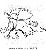 Vector of a Cartoon Rocket Strapped to a Greyhound - Outlined Coloring Page by Toonaday