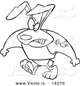 Vector of a Cartoon Rogue Rabbit - Outlined Coloring Page by Toonaday