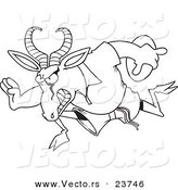 Vector of a Cartoon Rugby Antelope Springbok - Coloring Page Outline by Toonaday