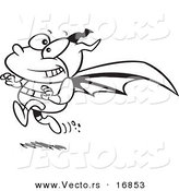 Vector of a Cartoon Running Bat Boy - Coloring Page Outline by Toonaday