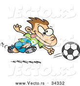 Vector of a Cartoon Running Caucasian Soccer Boy by Toonaday