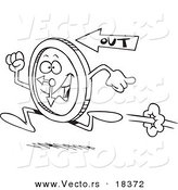 Vector of a Cartoon Running Clock - Outlined Coloring Page by Toonaday