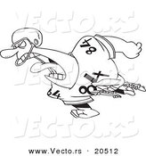 Vector of a Cartoon Running Football Player - Coloring Page Outline by Toonaday