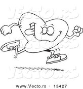 Vector of a Cartoon Running Heart - Coloring Page Outline by Toonaday