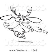 Vector of a Cartoon Running Jackalope - Coloring Page Outline by Toonaday