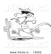 Vector of a Cartoon Running Lizard - Outlined Coloring Page by Toonaday