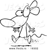 Vector of a Cartoon Running Mouse - Outlined Coloring Page by Toonaday