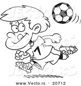 Vector of a Cartoon Running Soccer Boy - Coloring Page Outline by Toonaday