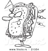 Vector of a Cartoon Sandwich Character - Outlined Coloring Page by Toonaday