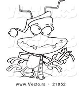 Vector of a Cartoon Santa Bug - Outlined Coloring Page by Toonaday
