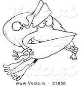 Vector of a Cartoon Santa Frog Hopping - Outlined Coloring Page by Toonaday
