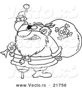 Vector of a Cartoon Santa Pirate - Outlined Coloring Page by Toonaday