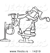 Vector of a Cartoon Santa Ringing a Charity Bell - Coloring Page Outline by Toonaday