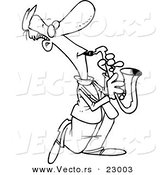 Vector of a Cartoon Sax Player - Coloring Page Outline by Toonaday