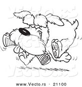 Vector of a Cartoon Schnauzer Dog Fetching a Newspaper - Coloring Page Outline by Toonaday