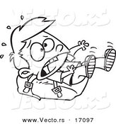 Vector of a Cartoon School Boy Falling on a Heavy Backpack - Coloring Page Outline by Toonaday