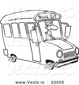 Vector of a Cartoon School Bus Driver - Coloring Page Outline by Toonaday