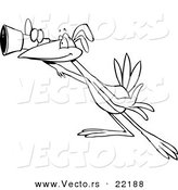 Vector of a Cartoon Scoping Bird Using a Telescope - Outlined Coloring Page by Toonaday