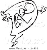 Vector of a Cartoon Screaming Ghost - Outlined Coloring Page by Toonaday