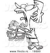 Vector of a Cartoon Screaming Karate Woman - Outlined Coloring Page by Toonaday