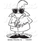 Vector of a Cartoon Secretive Rooster - Outlined Coloring Page by Toonaday