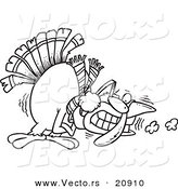 Vector of a Cartoon Shivering Cold Turkey - Coloring Page Outline by Toonaday