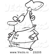 Vector of a Cartoon Short Chef - Coloring Page Outline by Toonaday