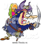 Vector of a Cartoon Shouting Captain Pirate and Bird by Toonaday