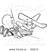 Vector of a Cartoon Siesta Guy - Coloring Page Outline by Toonaday