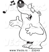 Vector of a Cartoon Singing Bear - Coloring Page Outline by Toonaday