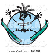 Vector of a Cartoon Skeleton Flying While Skiing by Andy Nortnik