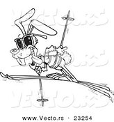 Vector of a Cartoon Ski Rabbit - Coloring Page Outline by Toonaday